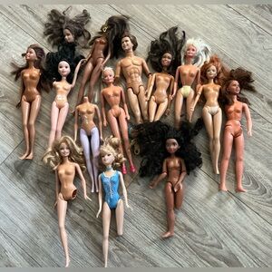 Lot of 15 OOAK Dolls used for parts ONLY Disney, Barbie